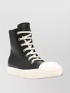 Rick Owens Black High Top Sneakers With Oversized Laces In Leather