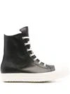 Rick Owens Hollywood Leather High Top Sneaker In Black