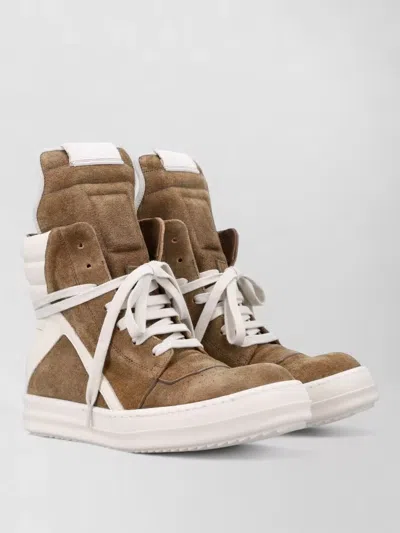 Rick Owens High Top Sneakers Contrast Panels Rubber Sole In Multi