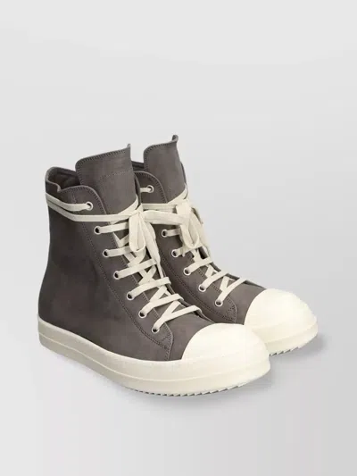 Rick Owens High-top Sneakers In Nubuck In White