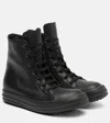 Rick Owens High Top Sneaks Leather Sneakers In Black