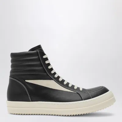 RICK OWENS HIGH VINTAGE BLACK/WHITE LEATHER SNEAKER