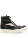 Rick Owens Black Cotton Sneakers With Contrast Stitching And Branded Leather Insole For Women In Black