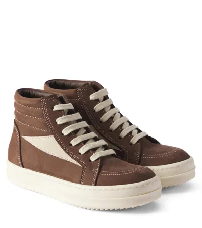 Rick Owens Kids' High Vintage Leather Sneakers In White