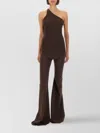 Rick Owens High Waist Flared Trousers With Seam Detailing In Brown