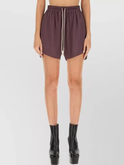 Rick Owens High Waist Lightweight Fabric Shorts With Side Slits In Purple