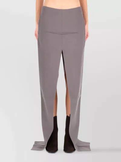 Rick Owens High Waist Long Skirt Slits In Gray