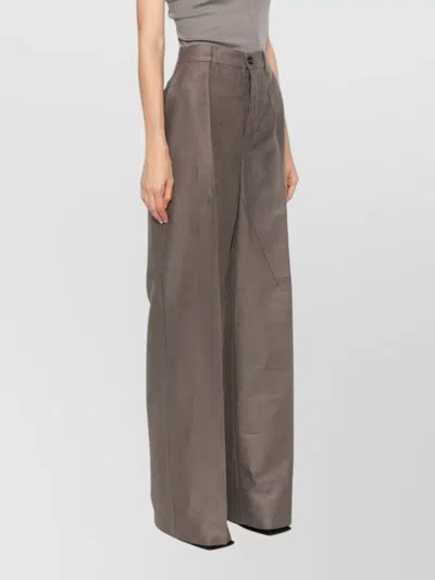 Rick Owens High Waist Wide Leg Tailored Pants In Brown
