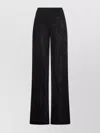 Rick Owens High Waist Wide Leg Trousers With Satin Finish In Black