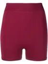 Rick Owens Dark Pink Dark Pink Black High Waist Knitted Shorts In Pink