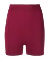 Rick Owens Dark Pink Dark Pink Black High Waist Knitted Shorts In Red