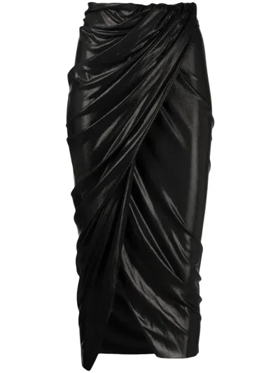 Rick Owens High-waisted Draped Skirt In Metallisch