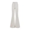 Rick Owens High-waisted Flared Pants With Textured Cotton-linen Blend In Neutral