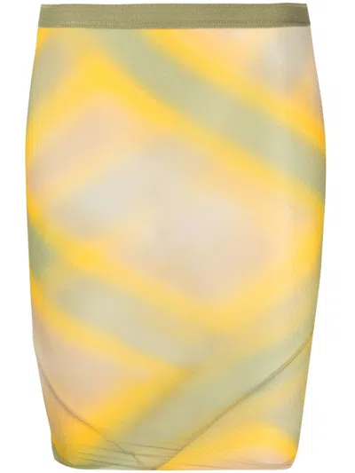 Rick Owens High-waisted Graphic-print Skirt In Yellow