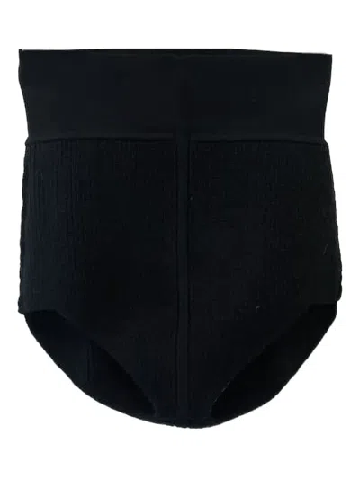Rick Owens High-waisted Waffle-knit Shorts In Black