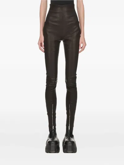 RICK OWENS HIGH-WAISTED ZIP-DETAIL LEGGINGS