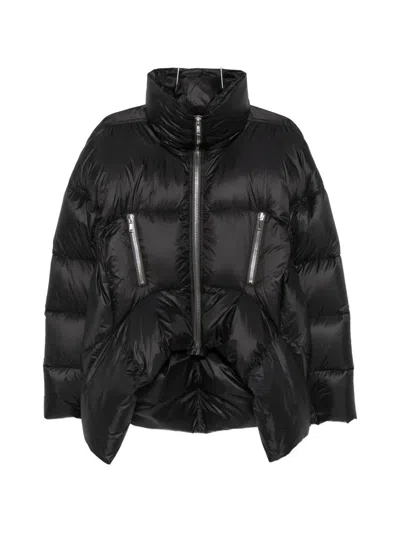 Rick Owens High-neck Down Jacket With Zip Closure And Pockets In Black