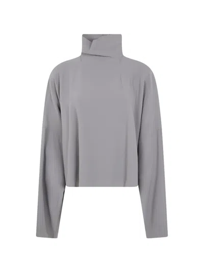 Rick Owens High-neck Long-sleeve Top In Gray