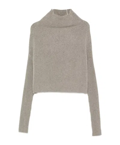 Rick Owens High-neck Ribbed-sleeve Sweater In Neutral