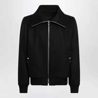 Rick Owens High-neck Virgin Wool Bomber Coat In Black