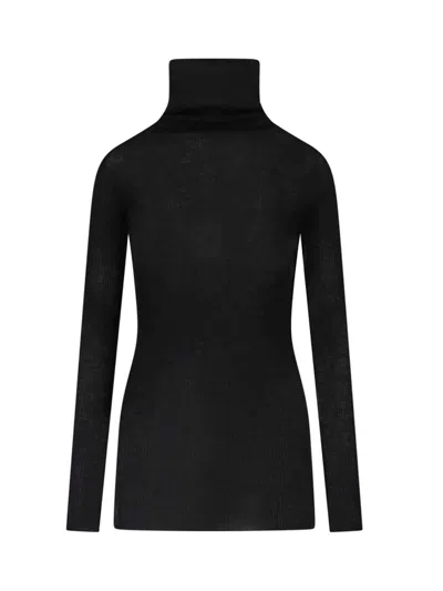 Rick Owens High-neck Wool Sweater In Black