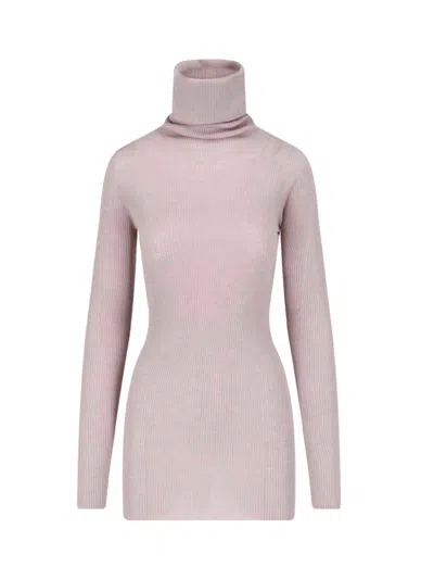 Rick Owens High-neck Long-sleeved Knitwear In Pink