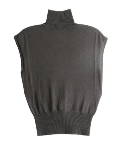 Rick Owens High-necked Sleeveless Vest In Gray