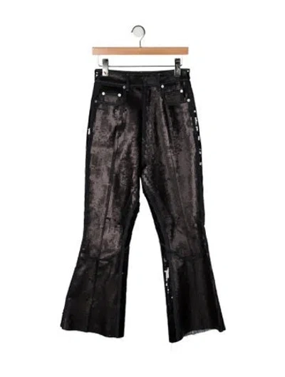 Pre-owned Rick Owens High-rise Flared Jeans In Black