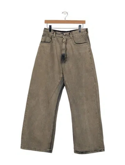 Pre-owned Rick Owens High-rise Wide Leg Jeans In Grey