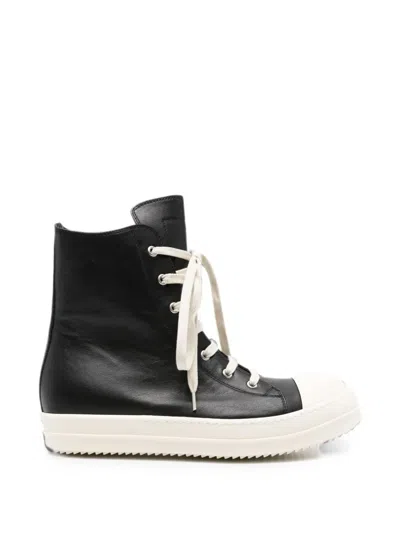 Rick Owens Black Smooth High-top Sneakers