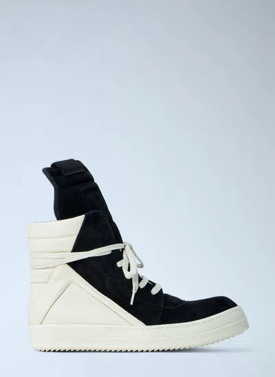 Rick Owens High-top Suede Geobasket Sneakers In Black
