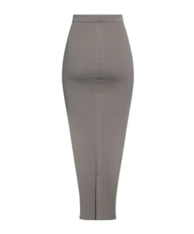 Rick Owens High-waisted Ribbed Knit Pencil Skirt In Gray