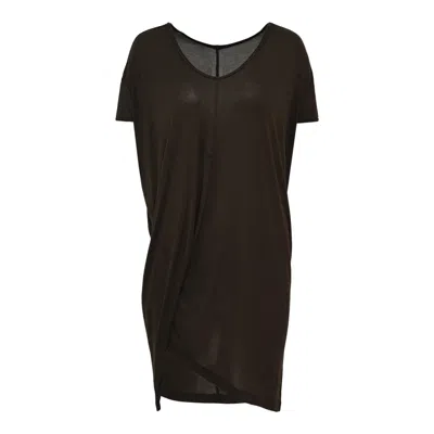 Rick Owens Hiked T Viscose Silk Jersey In Brown