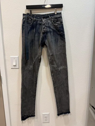 Pre-owned Rick Owens Hog Wash Detroit Denim Jeans In Blue