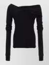 Rick Owens Hollywood Banana Off-shoulder Ruched T-shirt In Black
