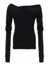 Rick Owens Hollywood Banana Off-shoulder Ruched T-shirt In Black