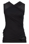 Rick Owens Crossover V-necked Sheer Sleeveless Top In Black