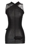 Rick Owens Semi-transparent Cupro Stretch Jersey Top In Black