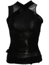 Rick Owens Crossover V-necked Sheer Sleeveless Top