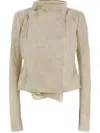 Rick Owens Low Neck Biker Casual Jackets And Parka Pink In Neutrals