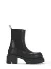 Rick Owens Womens Black Beatle Bogun Leather Heeled Boots
