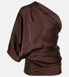 Rick Owens Hollywood Charmeuse Asymmetric Top In Brown