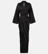 Rick Owens Hollywood Charmeuse Wrap Dress In Black