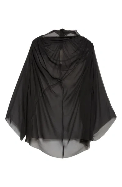 Rick Owens Hollywood Claudette Silk Chiffon Tunic In Black