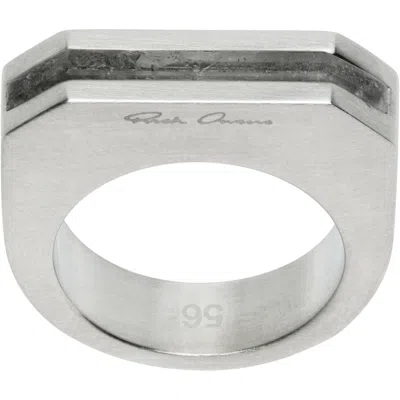 Rick Owens Hollywood Crystal Beveled Ring In 128 Palladio