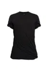 Rick Owens Double Ss Cotton T-shirt Draped Effect In Nero