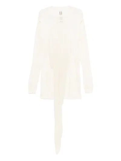 Rick Owens Hollywood Drain Pleated Draped T-shirt In White