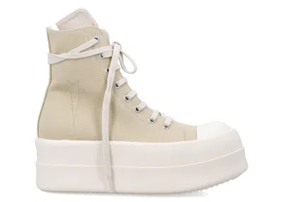 Pre-owned Rick Owens Hollywood Drkshdw Double Bumper High (women's) Sneakers In Parchment/pearl/milk