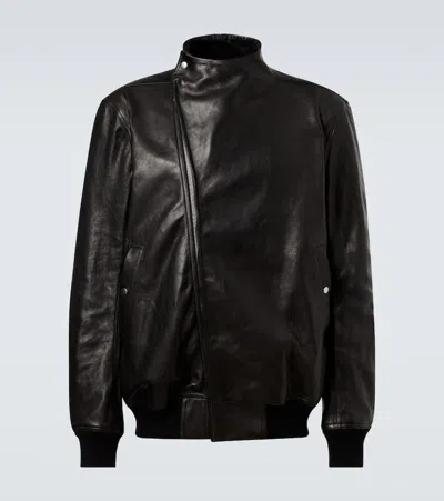 Rick Owens Hollywood Flight Leather Jacket In Burgundy