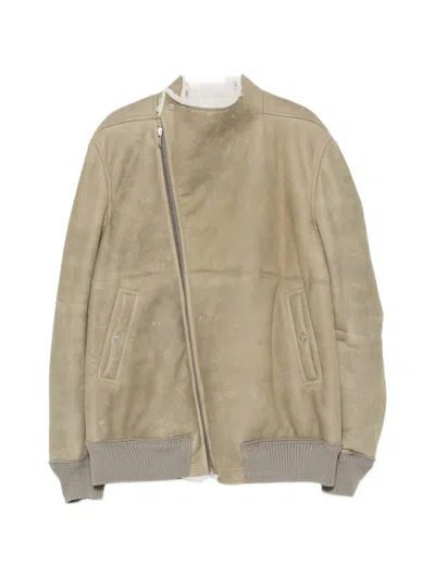 Rick Owens Hollywood Flight Shearling-lined Leather Jacket In Brown